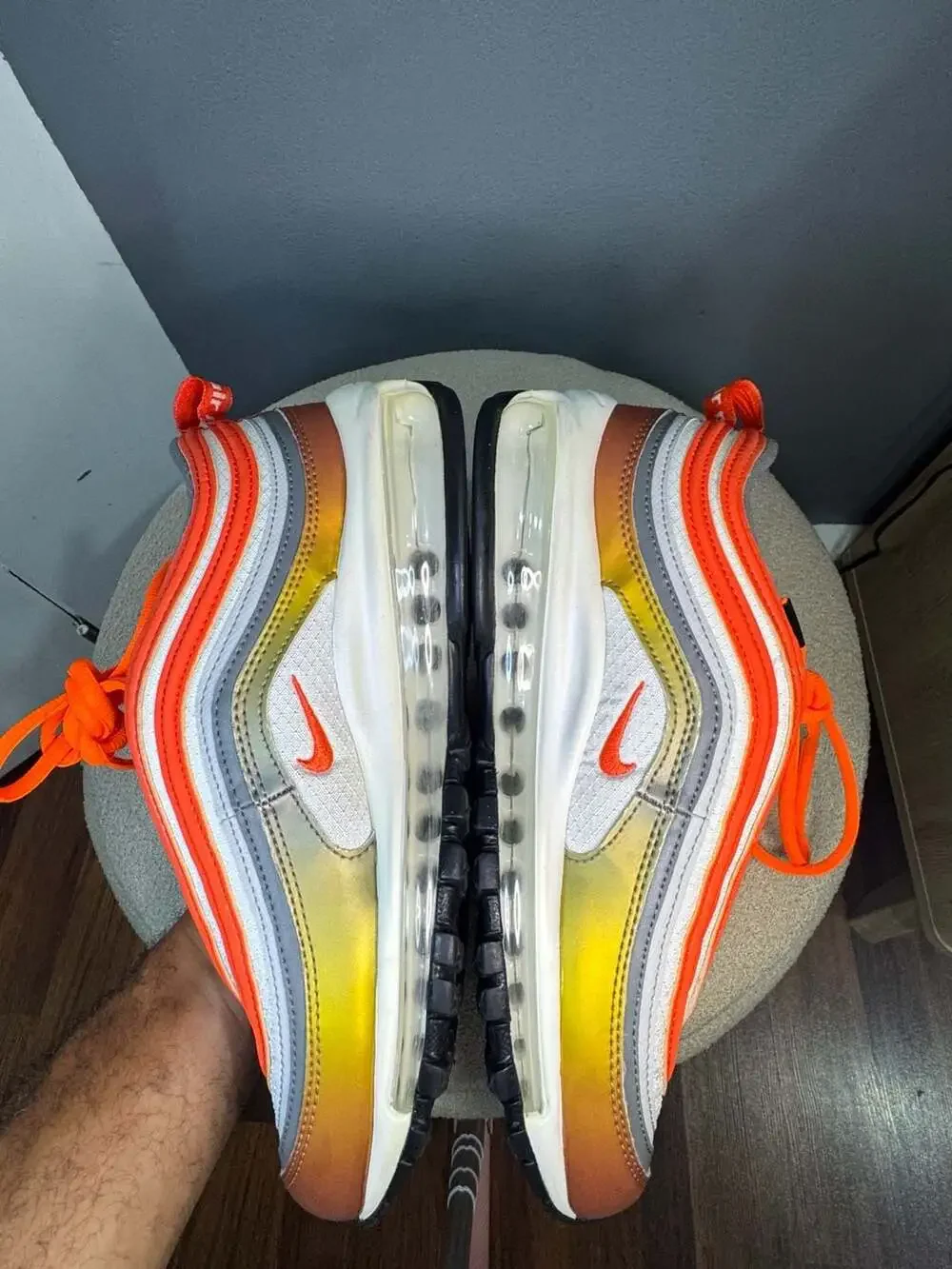Nike Air Max 97 SE GS Metallic Red Bronze Team Orange Running Shoes